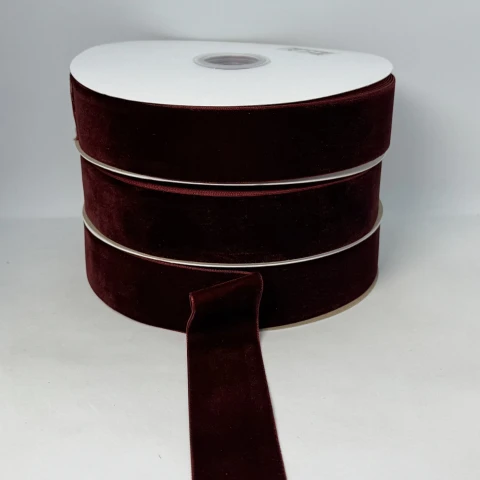 Бархатная лента 3.8 см (25 ярдов/22,75 м.), 44 гранатовий