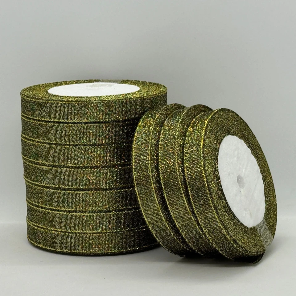 Лента парчовая 1,2 см (25 ярдов/22,75 м.), 39 чорний + золото