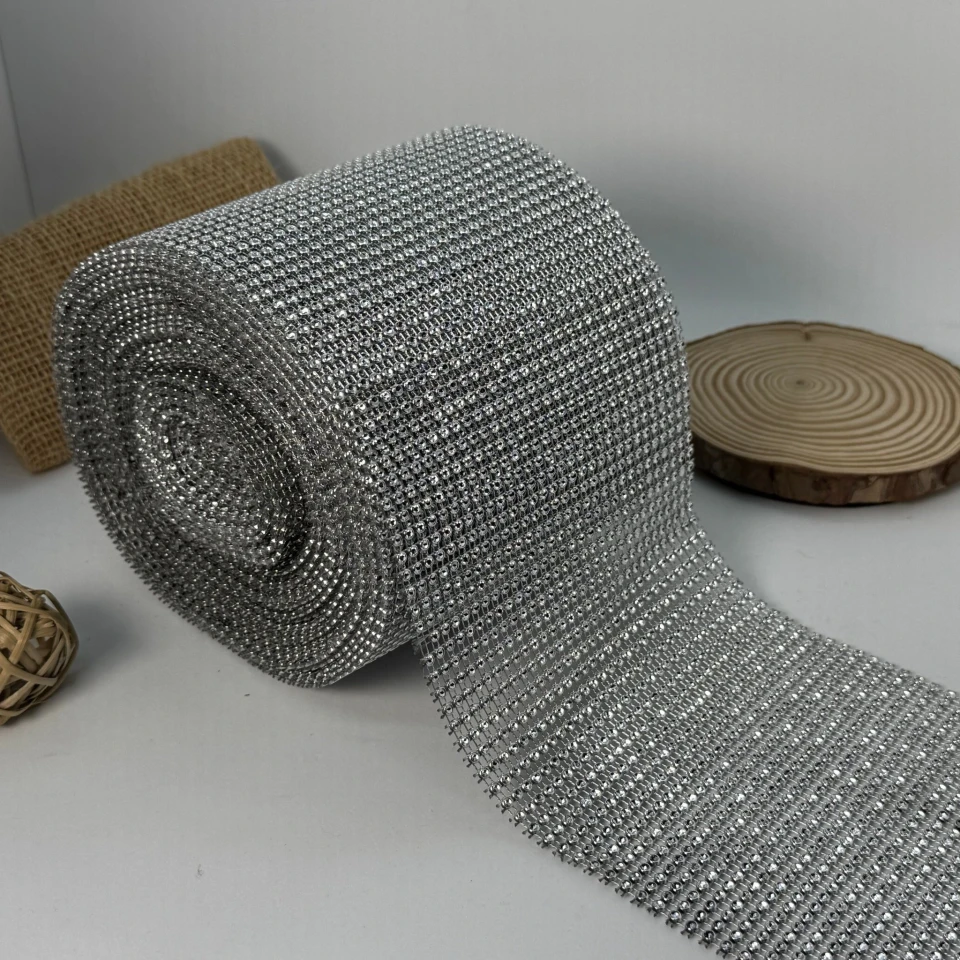 Тесьма имитация 30 ряда 12 см (10 ярдов/9,14 м.), срібло