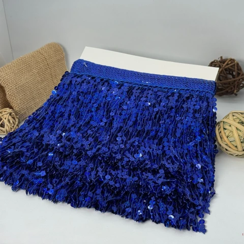 Бахрома танцевальная с пайетками «Сердце танца» 16 см (9.1 метр), 1 королевський синій