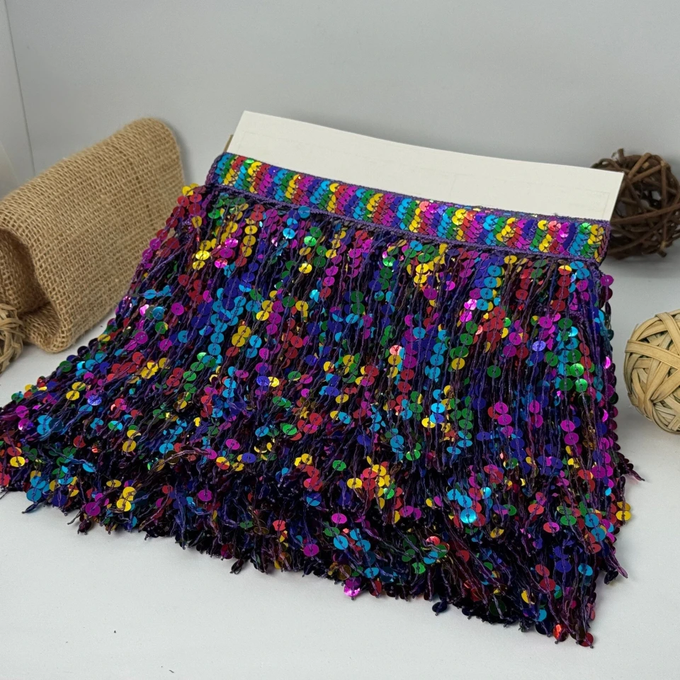 Бахрома танцювальна з паєтками «Серце танцю» 16 см (9.11 метр), 12 кольоровий фіолетовий