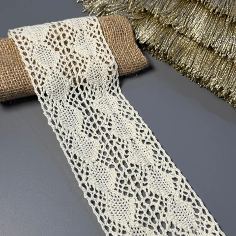 Мереживо макраме "Ажурна мрія" 9 см  (1м.), бежевий