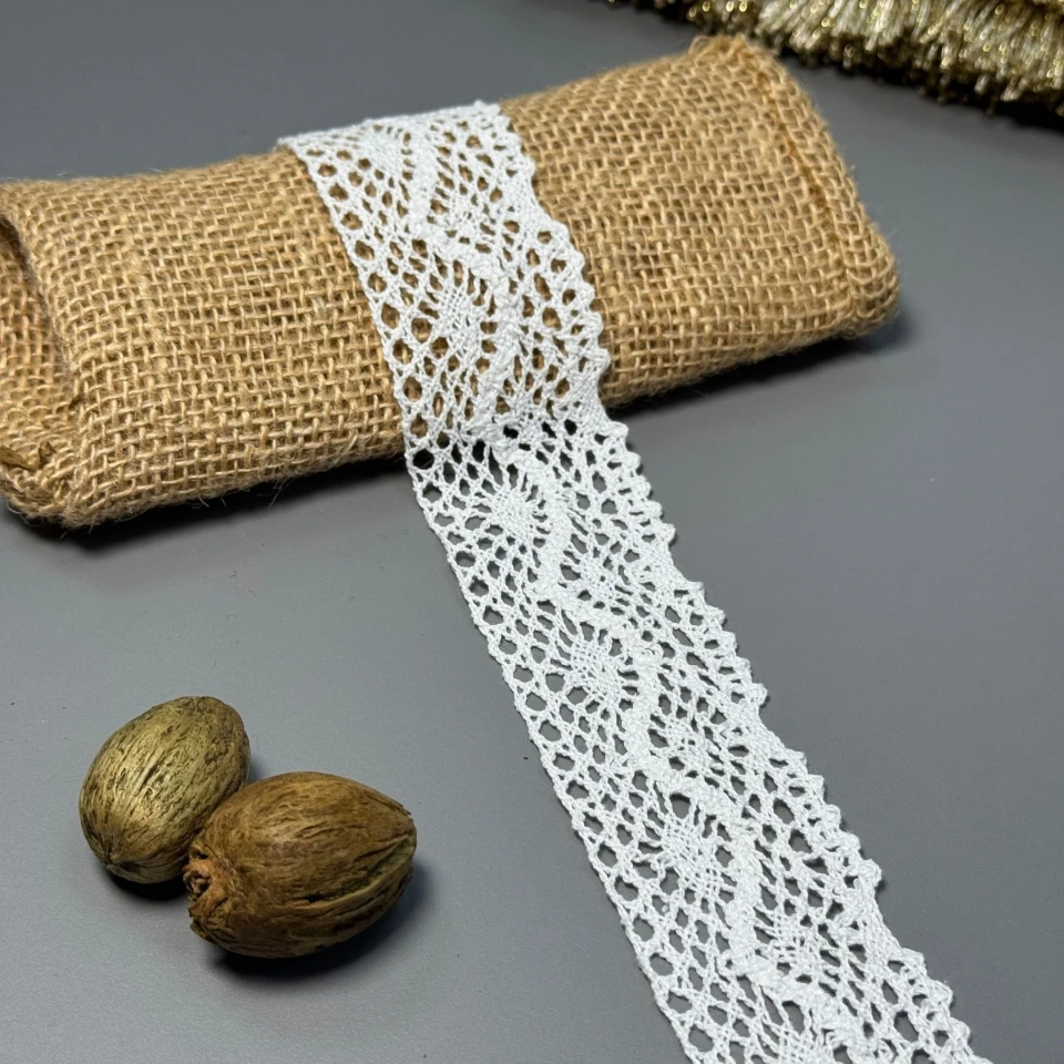 Макраме кружево "Карамельная вуаль" 4 см (1 м), білий