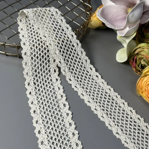 Мереживо макраме "Ранковий блиск" 5,5 см (1 м.), бежевий