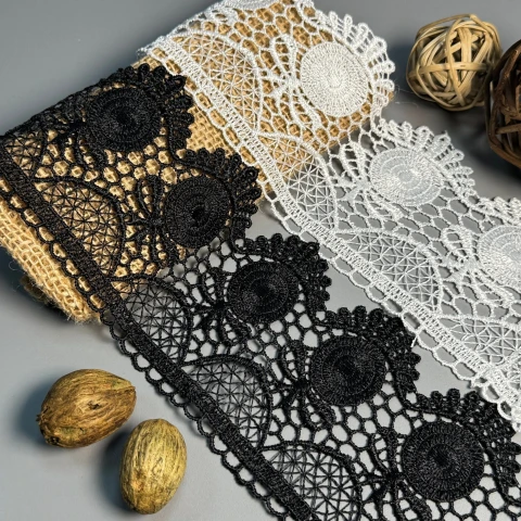 Кружево полиэстер "Шёлковая аура"8 см.(1 м.), білий