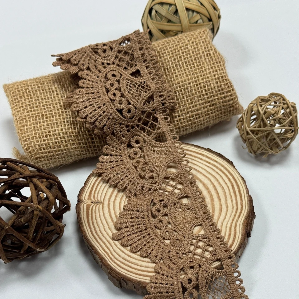 Кружево полиэстер "Шелковая феерия" 6 см. (1 м.), коричневий