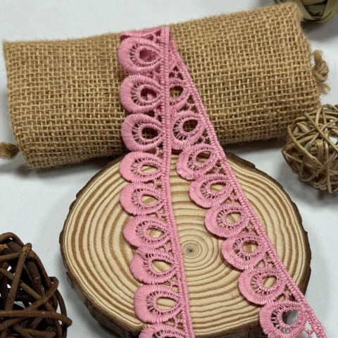 Кружево полиэстер "Нежное сияние" 2,5 см. (1 м.), темно рожевий