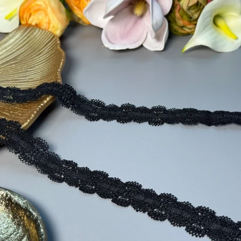 Кружево полиэстер ВВ"Розовая прохлада"2,5 см.(1 м.), чорний