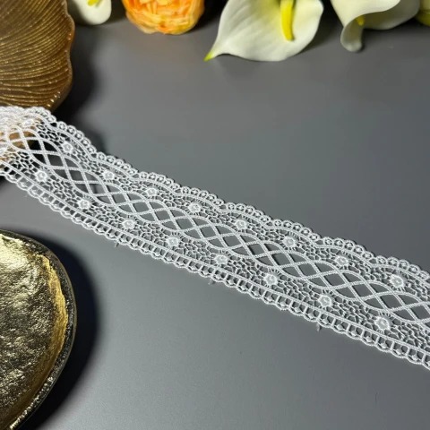 Кружево полиэстер ВВ"Шелковая лилия" 5 см.(1 м.), теплий білий