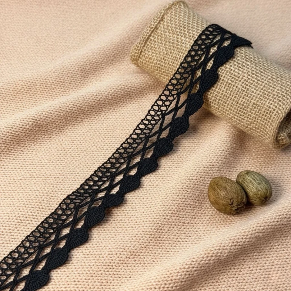 Кружево макраме "Цветочная мелодия" 4 см.(1 м.), чорний