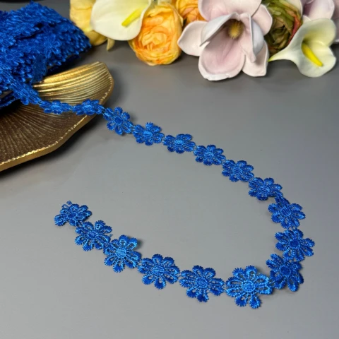 Мереживо поліестер ВВ"Квіткова перлина" 2,5 см.(1 м.), 40 електрик