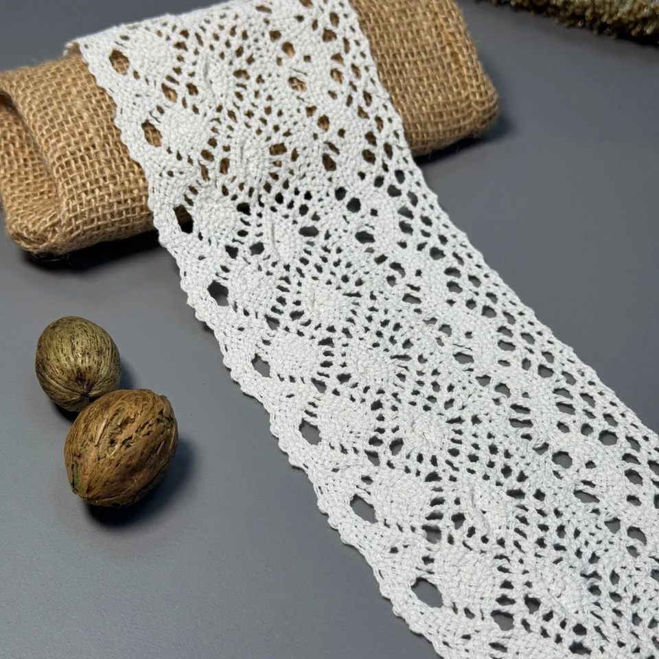 Мереживо макраме "Теплий ваніль" 8 см (1 м), молочний