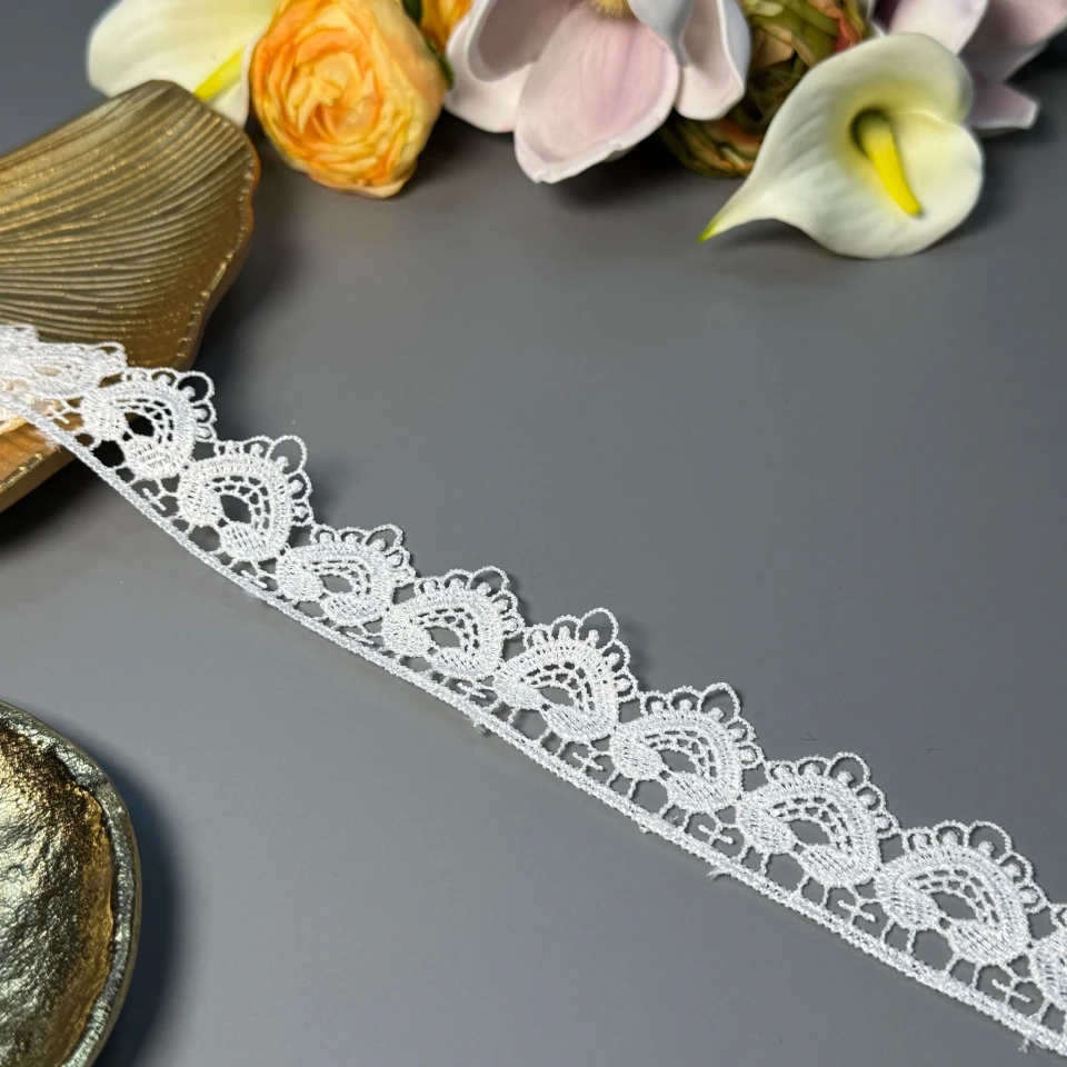 Кружево полиэстер "Сияние лёгкости" 3,5 см.(1 м.), теплий білий