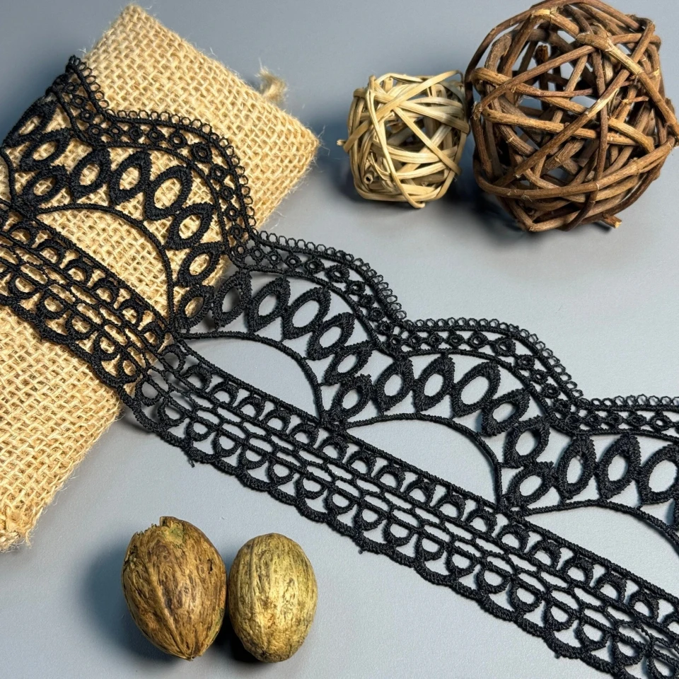 Кружево полиэстер "Розовая симфония" 8 см.(1 м.), чорний