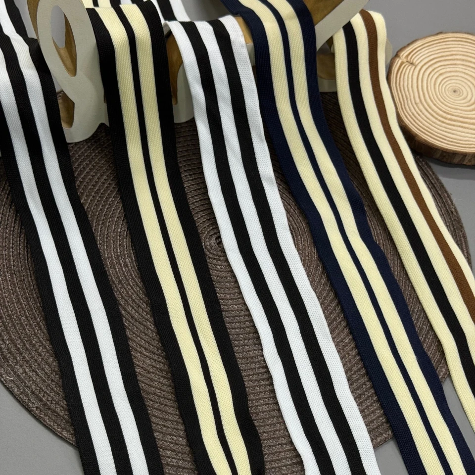 Лампас трикотажный Спорт 4 см (1 м), чорний+білий 7