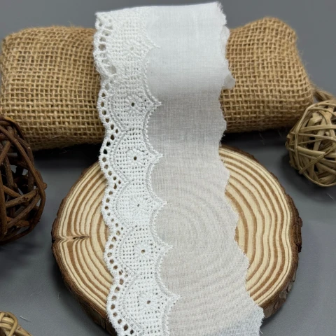 Кружево прошва "Цветок тишины" 6,5 см (1 м.), Білий