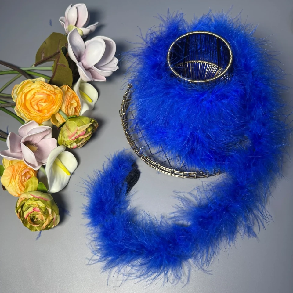 Натуральне пір'я боа 16 гр. (2 метра), 21 електрик