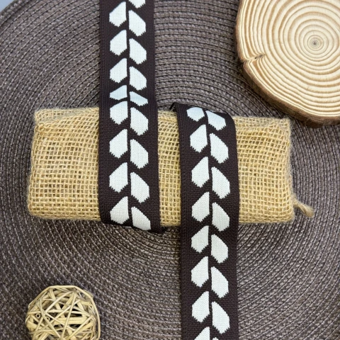 Лампас трикотажный Сердечки 3.5 см (1 м), C:3 темно коричневий