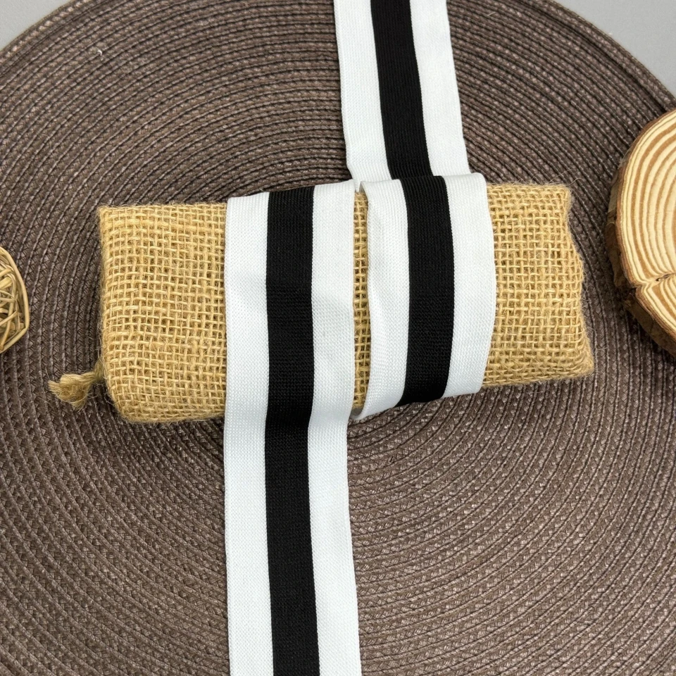 Лампас трикотажный Спорт 4 см (1 м), білий+чорний 3