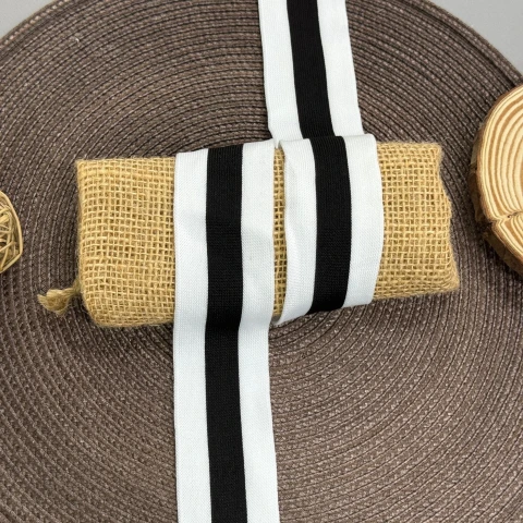 Лампас трикотажный Спорт 4 см (1 м), білий+чорний 3