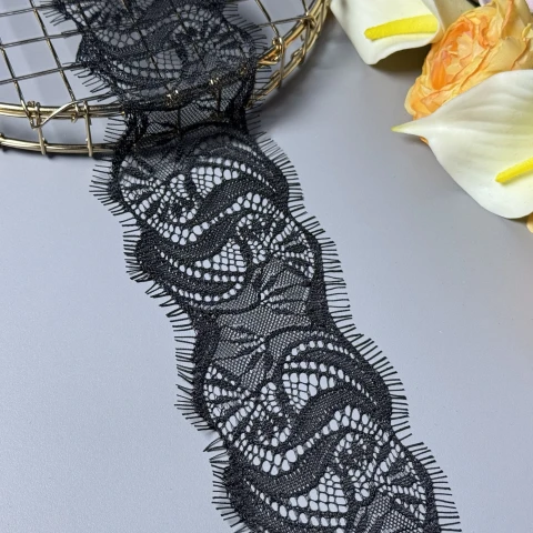 Мереживо французьке «Краплина щастя»8 см. (купон 3 м.), чорний