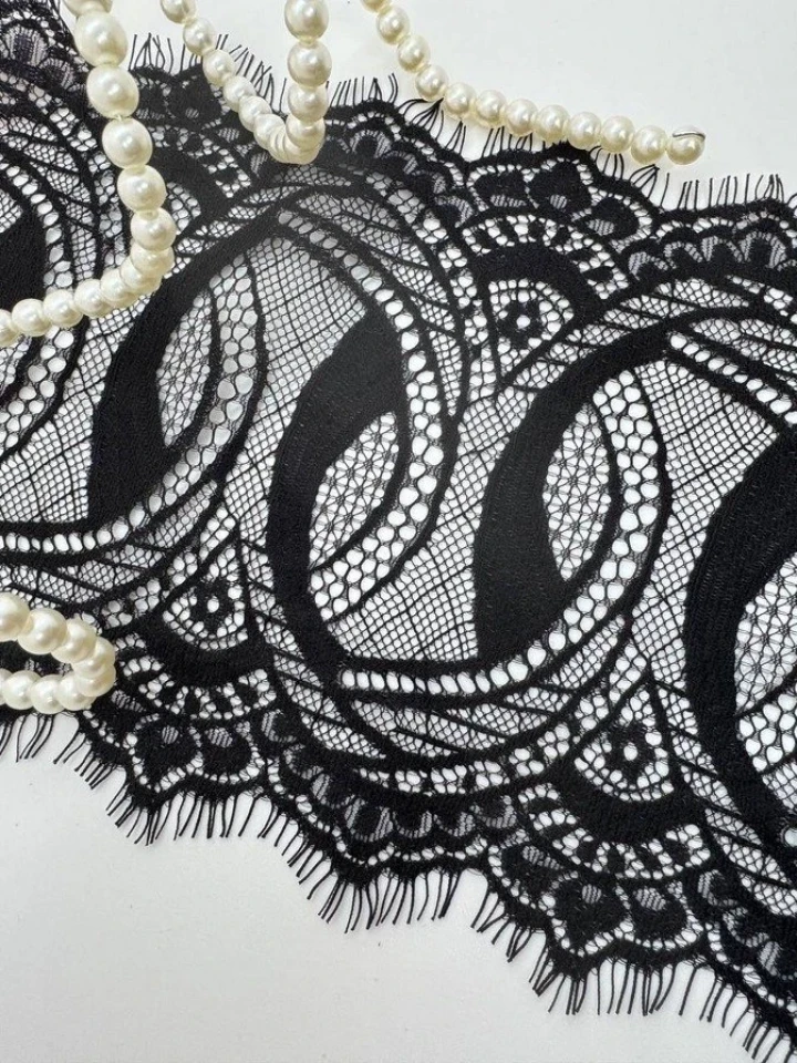 Кружево французское «Секрет мадам» 18 см. (купон 3 м.), чорний