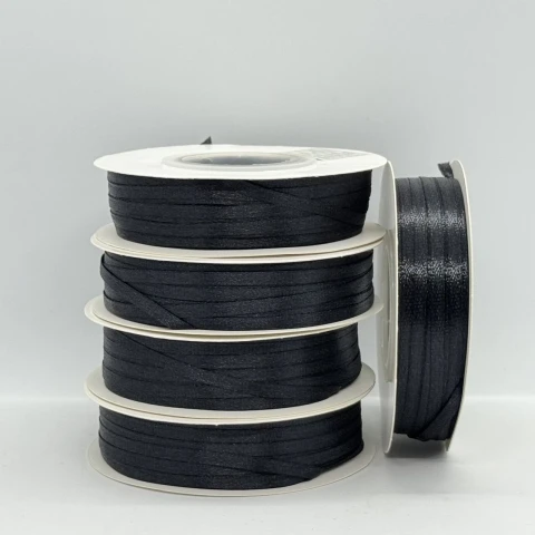 Атласна стрічка 0.3 см (91 м.), чорний