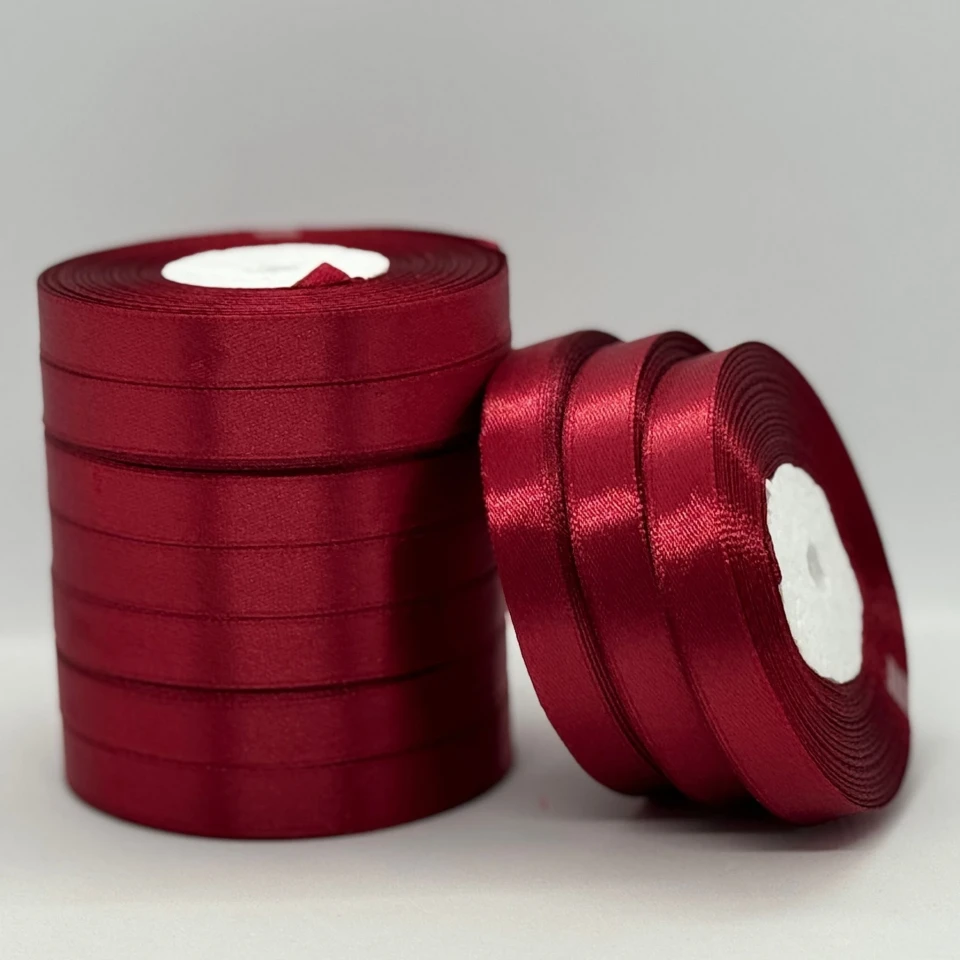 Атласная лента 1.2 см (33 м.), 48 карміновий