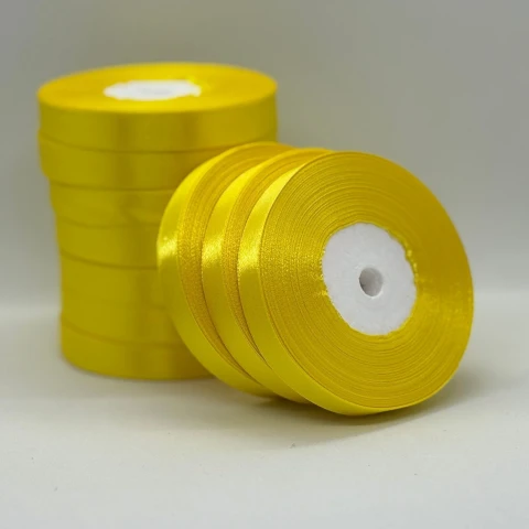 Атласная лента 1.2 см (33 м.), 143 світлий жовтий