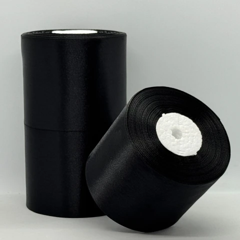 Атласна стрічка 7.5 см (33 м.), чорний