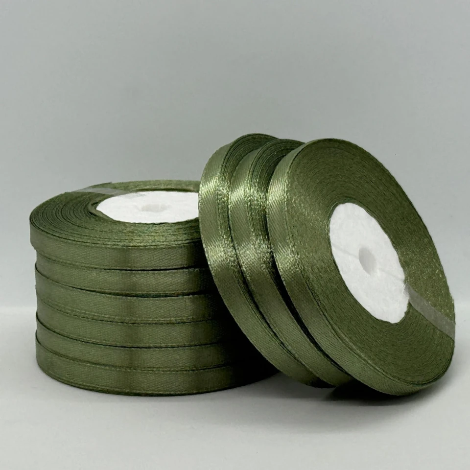 Атласная лента 0.6 см (33 м.), 183 хакі