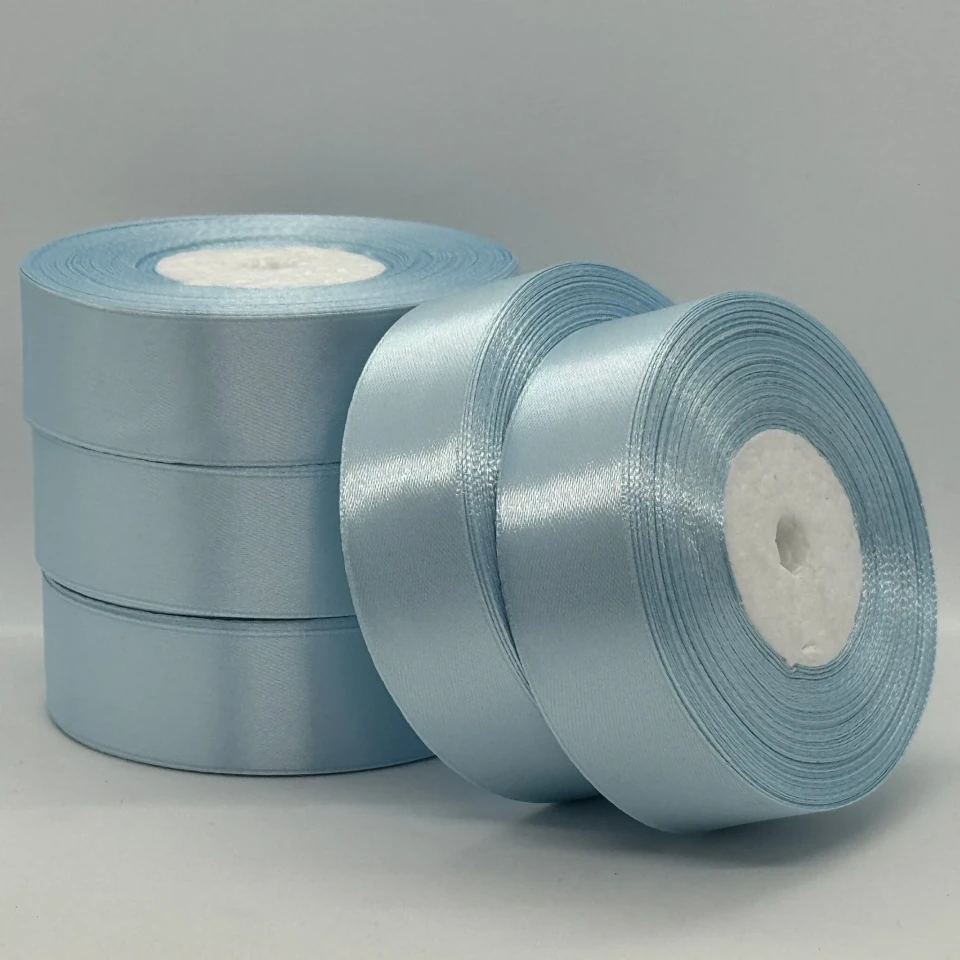 Атласная лента 2,5 см (33 м.), 145 світлий небесний