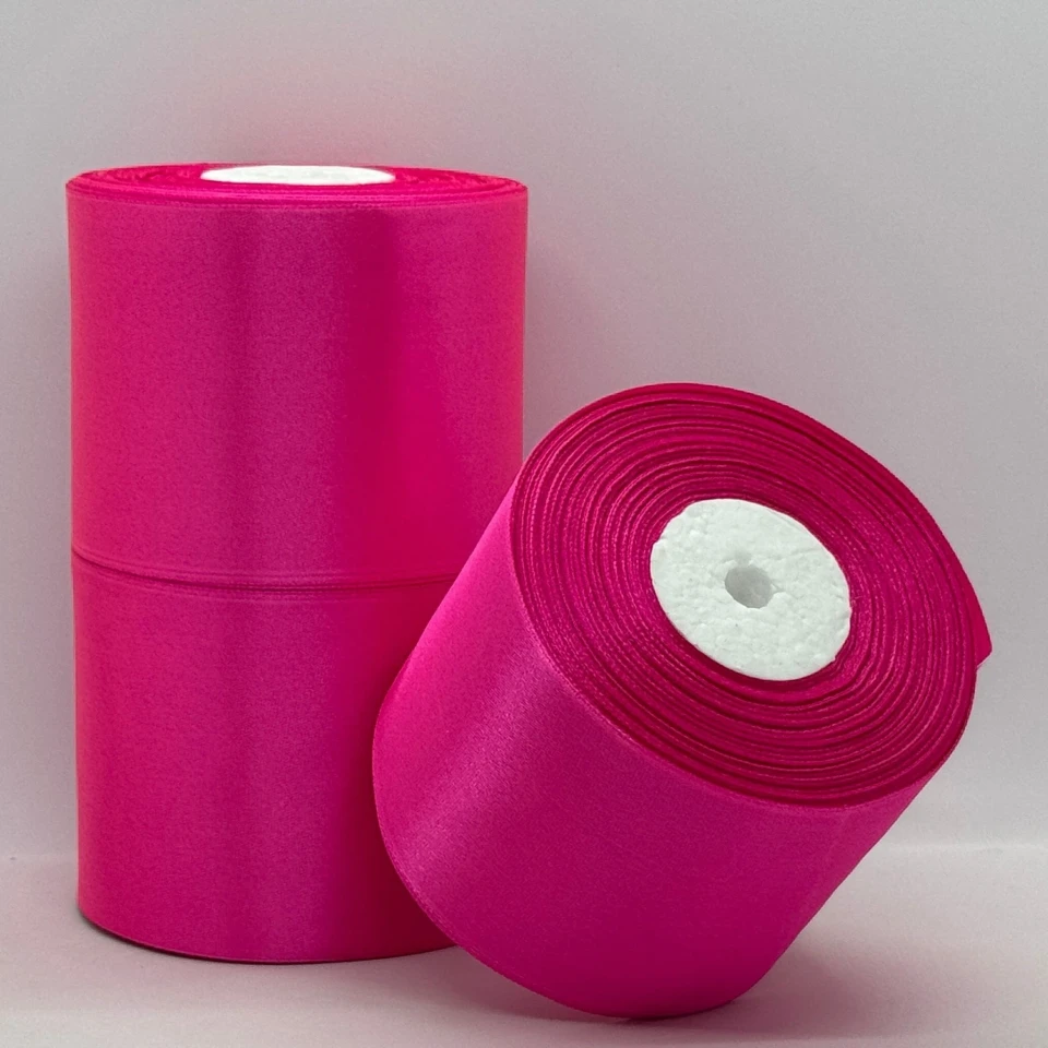 Атласная лента 7.5 см (33 м.), 190 рожевий