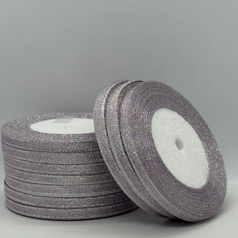 Тасьма парчева 0,6 см (25 ярдів/22,75 м.), 119 фіалковий +срібло