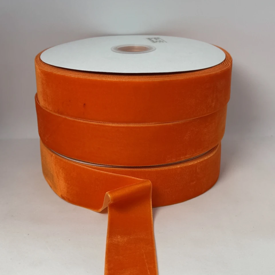 Бархатная лента 3.8 см (25 ярдов/22,75 м.), 22 помаранчевий