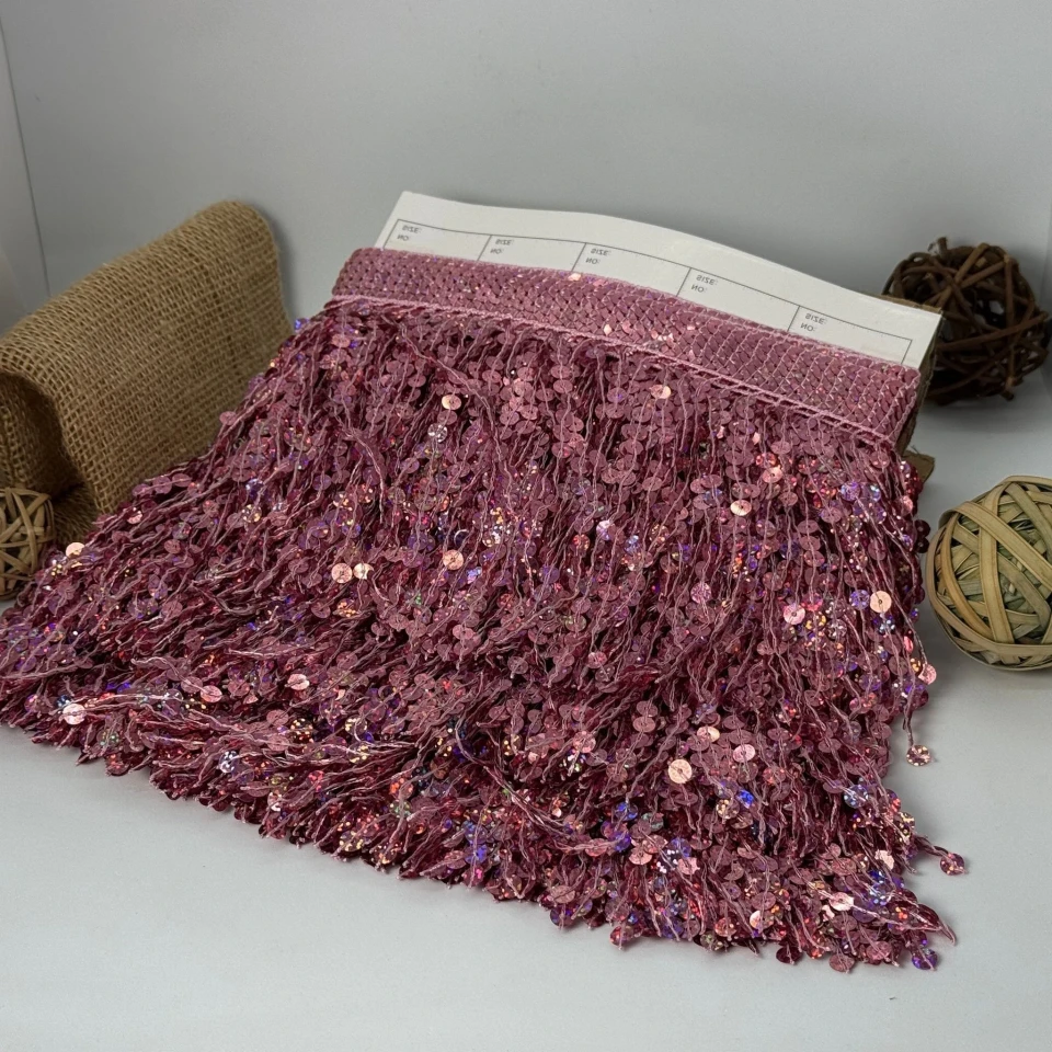 Бахрома танцевальная с пайетками «Сердце танца» 16 см (9.1 метр), 3 рожевий
