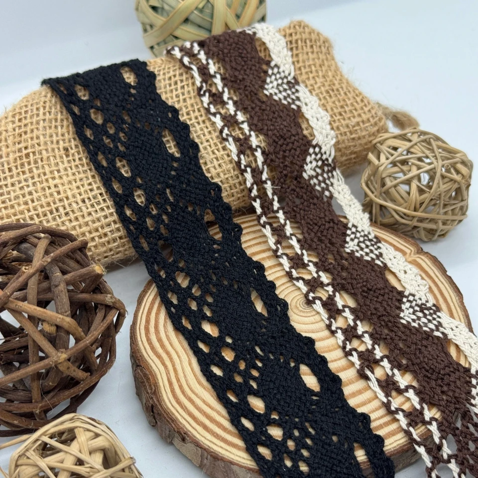 Макраме кружево "Танец линий" (1 м.), чорний