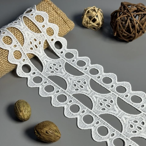 Кружево полиэстер "Жемчужная волна" 10 см.(1 м.), молочний (20 метрів)