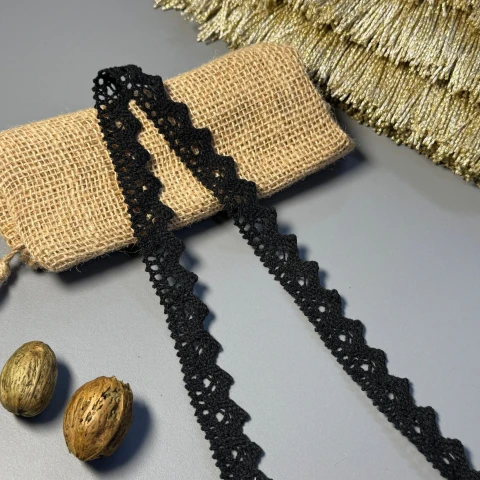 Мереживо макраме "Молочна хмаринка" 2 см.(1 м.), чорний
