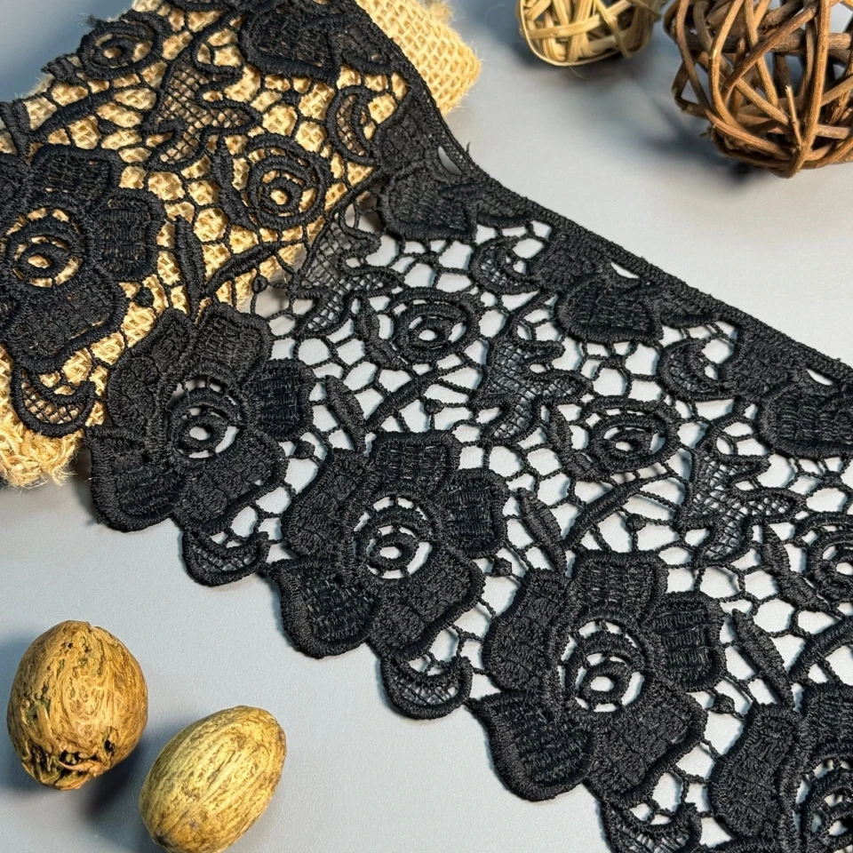 Кружевная полиэстер "Цветочная мечта" 13 см.(1 м.), чорний
