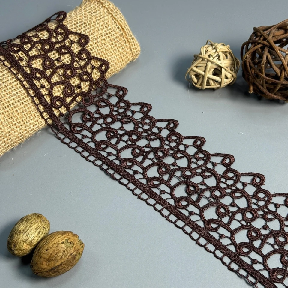 Кружево полиэстер "Легкий шепот" 8 см.(1 м.), коричневий (20 метрів)