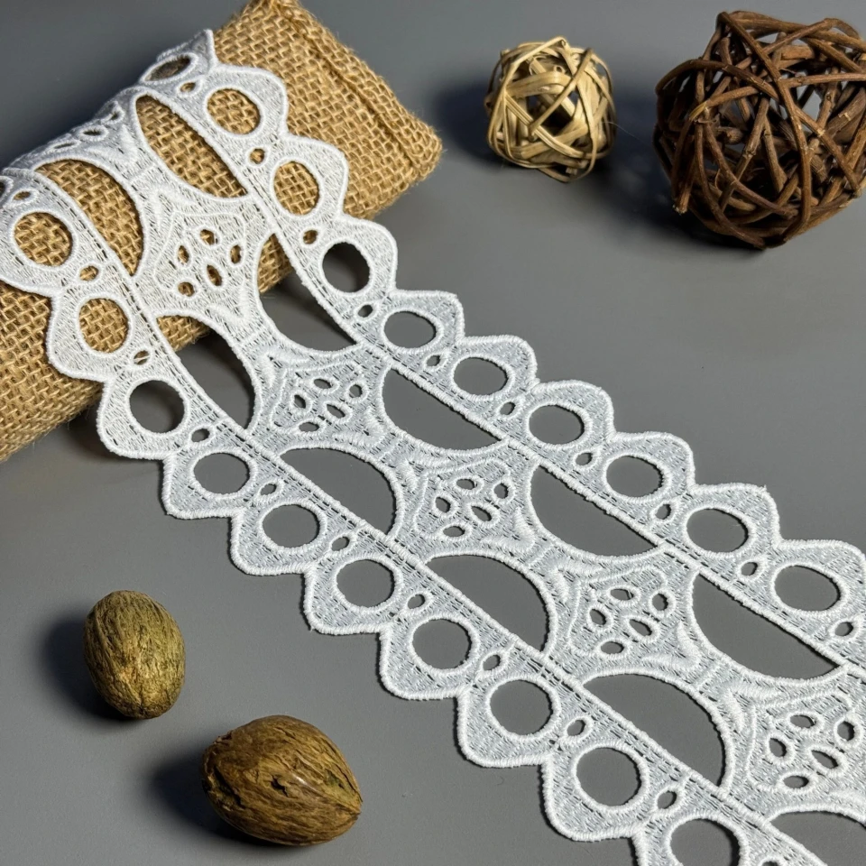 Мереживо поліестер "Перлинна хвиля" 10 см.(1 м.), білий (19 метрів)