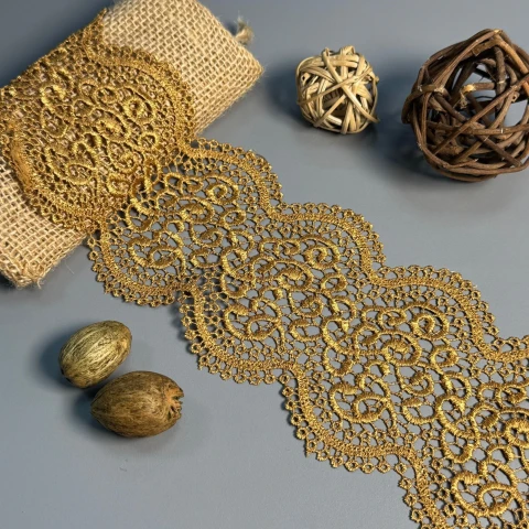 Кружево полиэстер "Кремовая линия" 11 см.(1 м.), гірчичний (20 метрів)