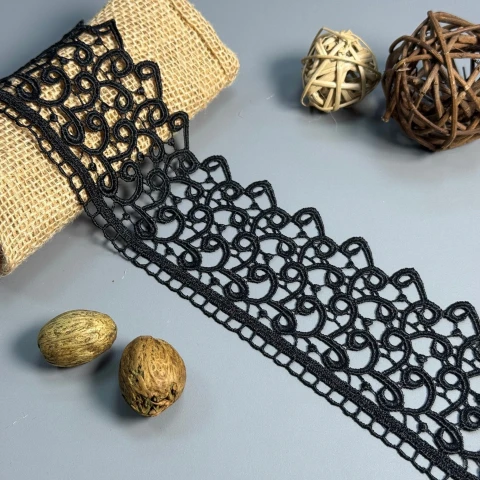 Кружево полиэстер "Легкий шепот" 8 см.(1 м.), чорний (20 метрів)