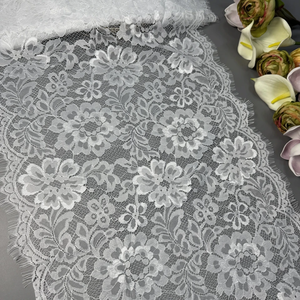 Мереживо французьке«Douce Mélodie» 38 см. (купон 3 м.), теплий білий