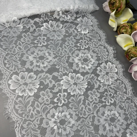 Мереживо французьке«Douce Mélodie» 38 см. (купон 3 м.), теплий білий