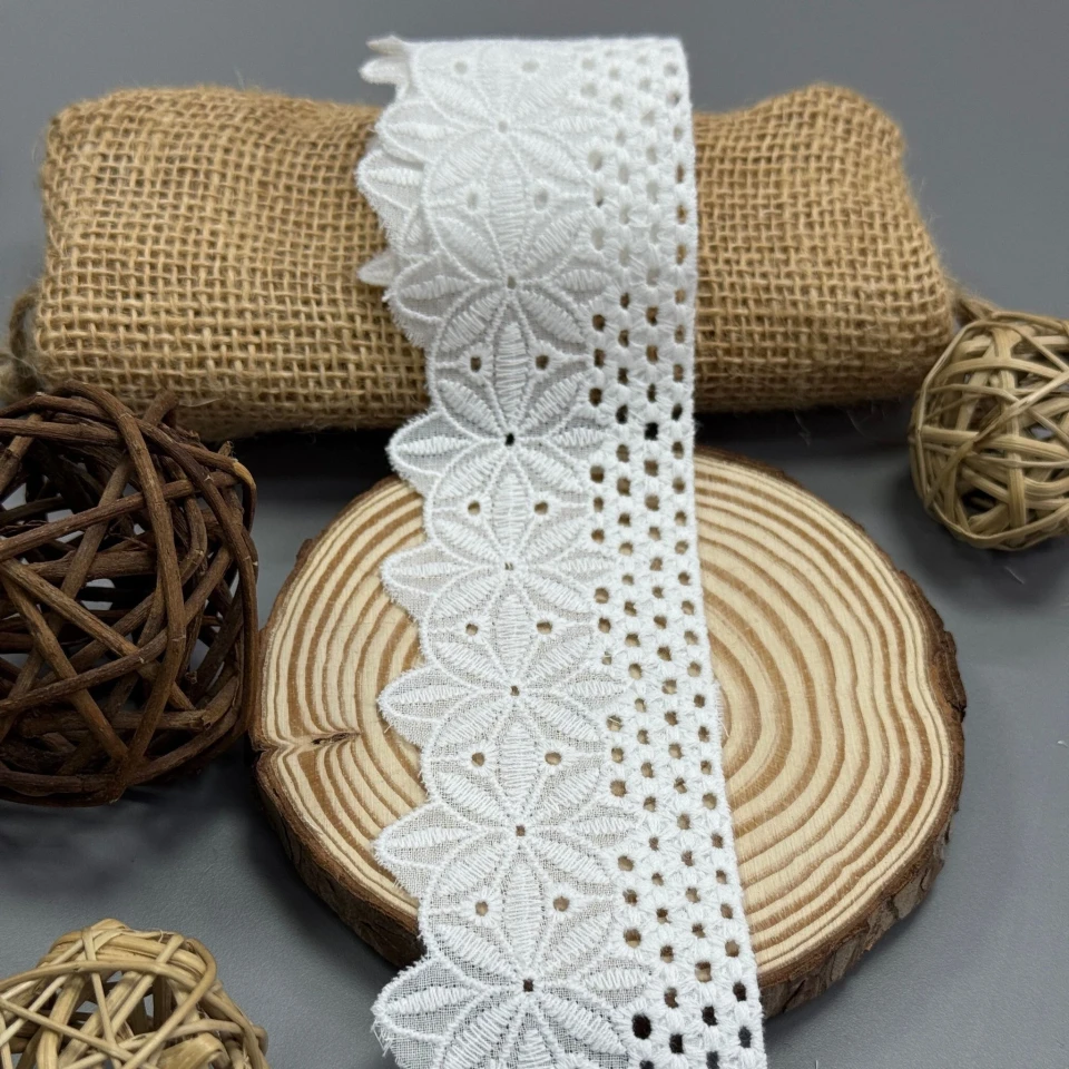 Мереживо прошва "Ніжна класика" без края  5,5 см (1 м.), білий