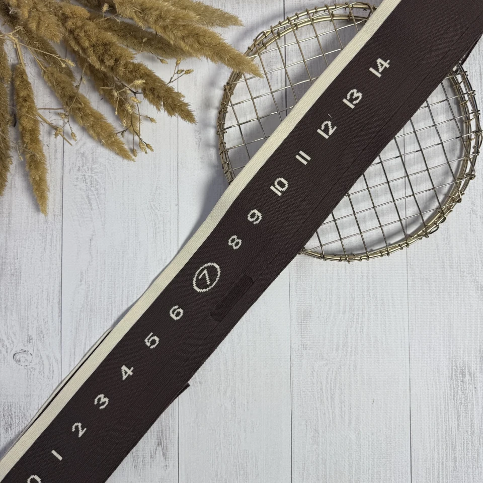 Трикотажный пояс довяз цифры 0-14 (8.5см*90 см), темний коричневий