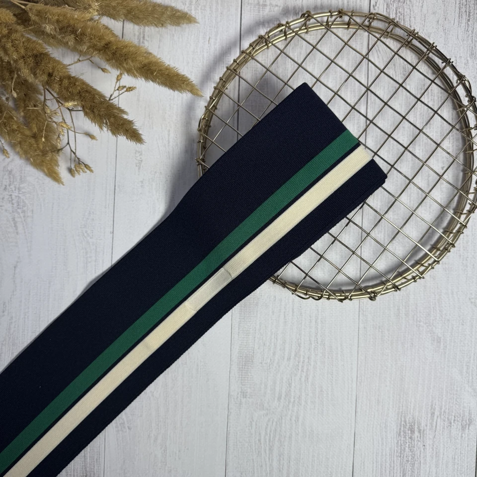 Трикотажный пояс довяз Стиль (8.5см*90 см), синій+зелений+молочний