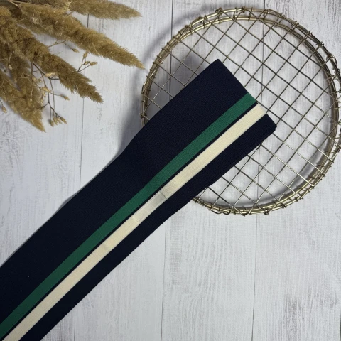 Трикотажный пояс довяз Стиль (8.5см*90 см), синій+зелений+молочний